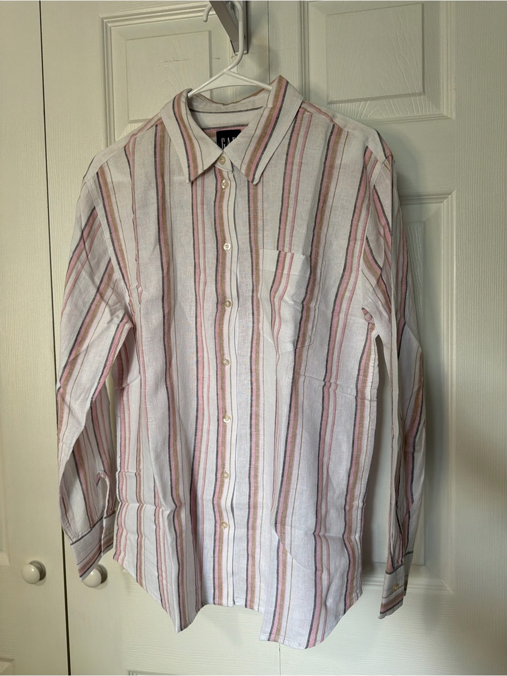 Gap Linen Blend Striped Button Down Shirt NWT Small Oversized